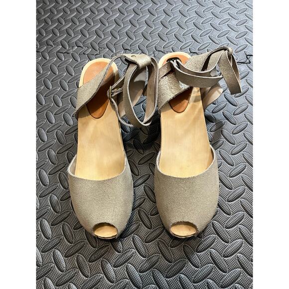 BRYR Annabelle Clog Strappy Leather Wooden Metallic Womens Shoes Size 40 US 10 - Picture 3 of 10